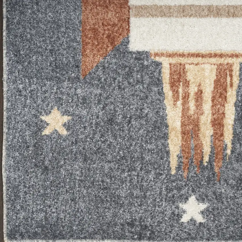 8' Blue Power Loom Runner Rug Photo 9
