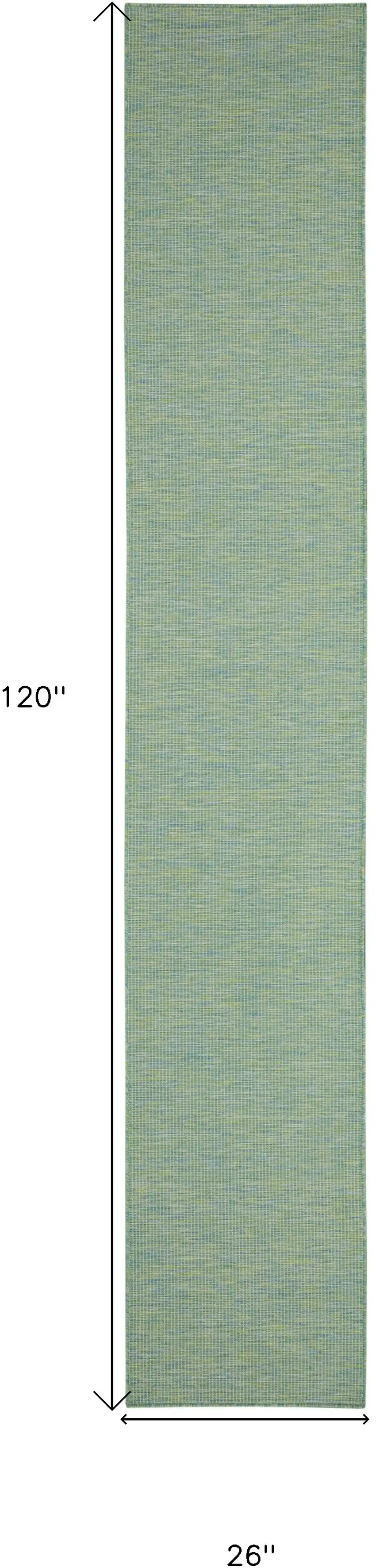10' Blue and Green Power Loom Indoor Outdoor Runner Rug Photo 3