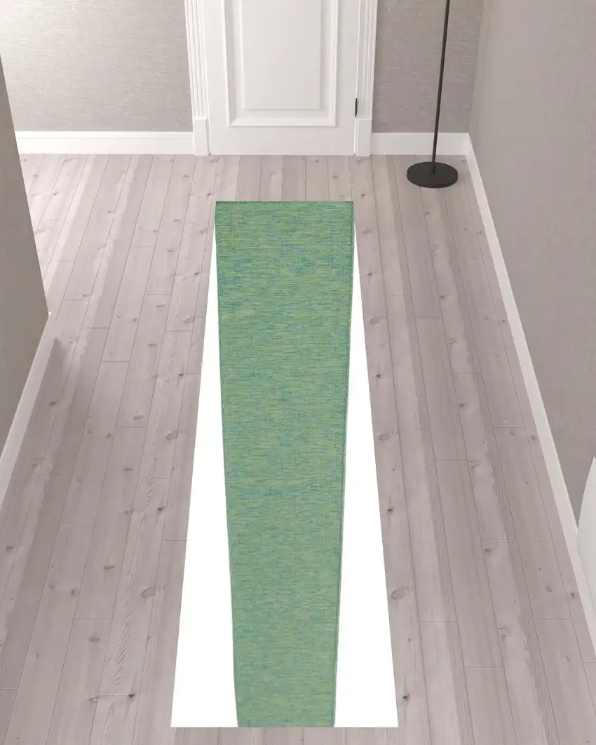 10' Blue Power Loom Runner Rug Photo 2