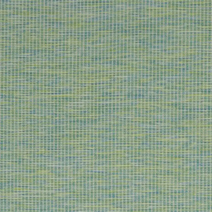 10' Blue and Green Power Loom Indoor Outdoor Runner Rug Photo 4