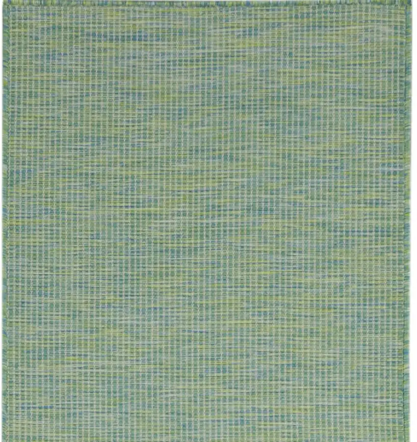10' Blue and Green Power Loom Indoor Outdoor Runner Rug Photo 5
