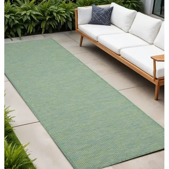 8' Blue Power Loom Runner Rug Photo 1