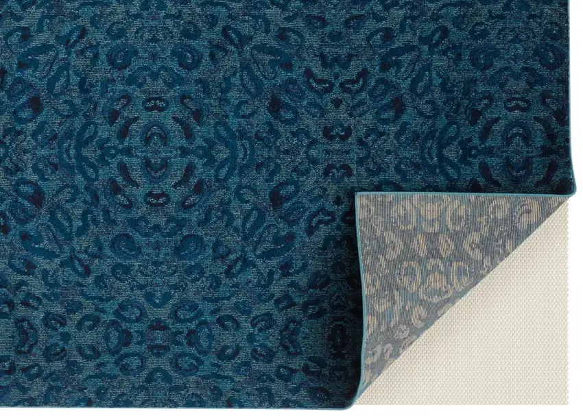 8' Blue Power Loom Runner Rug Photo 4