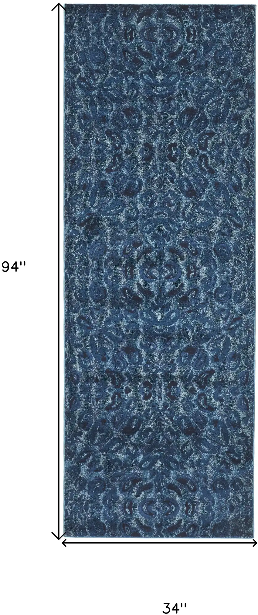 8' Blue Power Loom Runner Rug Photo 3