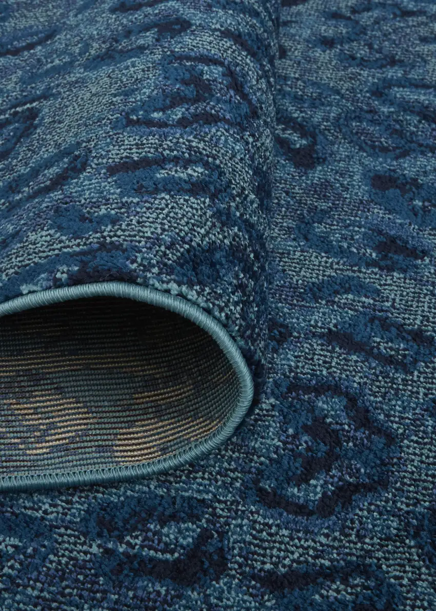 8' Blue Power Loom Runner Rug Photo 8