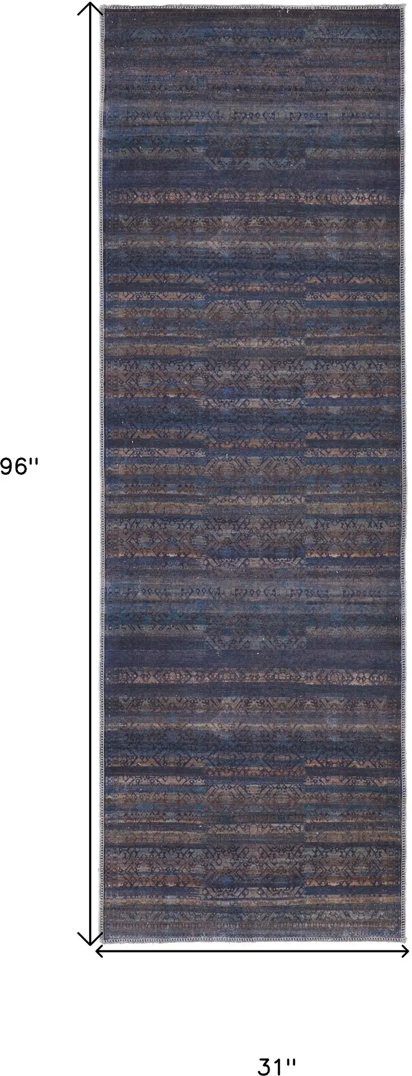 8' Blue Purple And Brown Floral Power Loom Runner Rug Photo 7