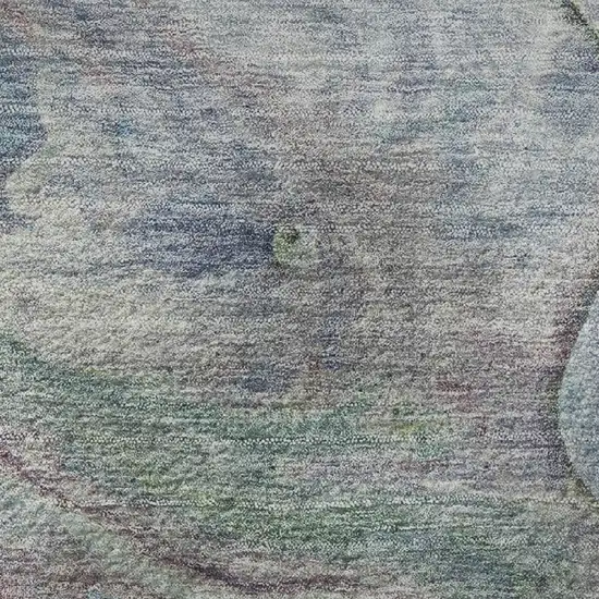 8' Blue Purple And Green Abstract Washable Round Rug With UV Protection Photo 9