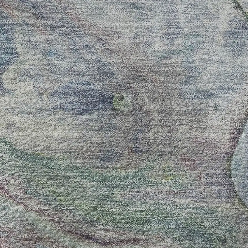 8' Blue Purple And Green Abstract Washable Round Rug With UV Protection Photo 9