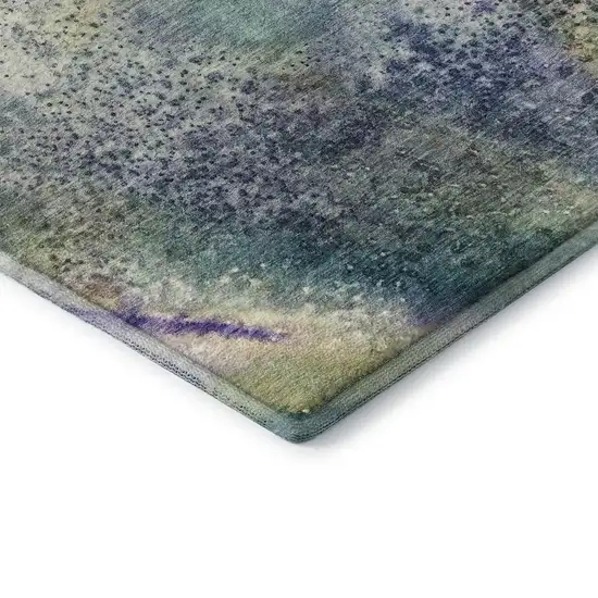 8' Blue Purple And Ivory Abstract Washable Round Rug With UV Protection Photo 6