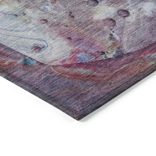 8' Blue Purple And Mint Green Round Abstract Washable Indoor Outdoor Area Rug Photo 7