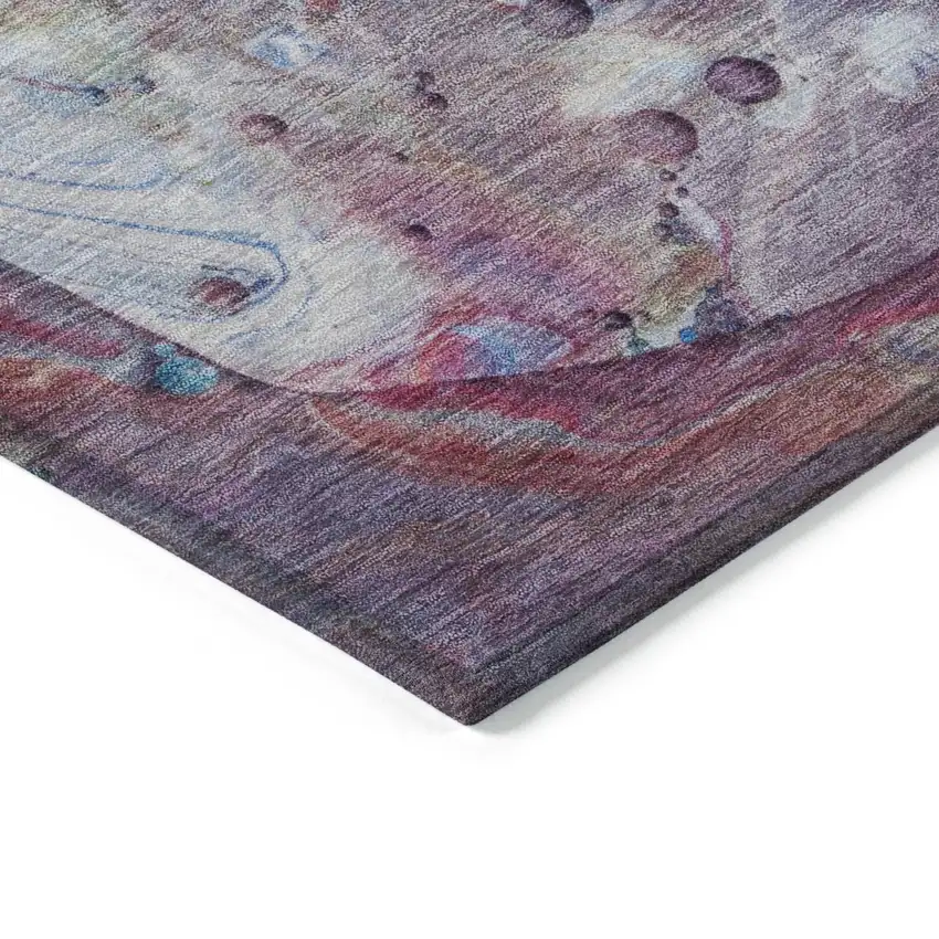 8' Blue Purple And Mint Green Round Abstract Washable Indoor Outdoor Area Rug Photo 7