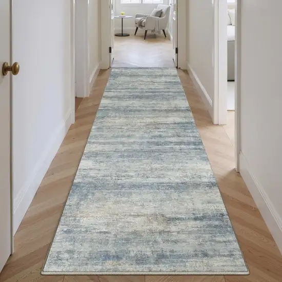 8' Blue Red And Gray Abstract Washable Area Rug Photo 4