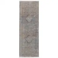 Photo of 12' Blue Red And Gray Floral Power Loom Runner Rug