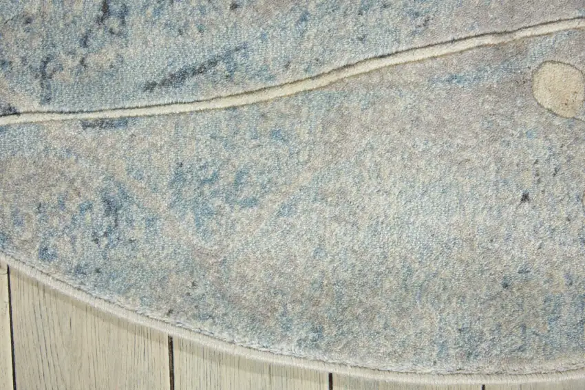 6' Blue Round Floral Power Loom Area Rug Photo 6