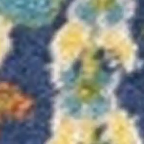 5' Blue Round Floral Power Loom Area Rug Photo 4