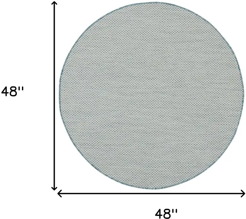 4' Blue Round Geometric Power Loom Area Rug Photo 7