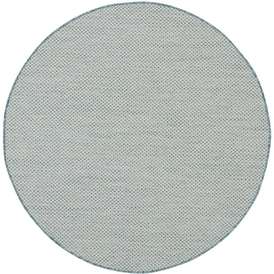 4' Blue Round Geometric Power Loom Area Rug Photo 3