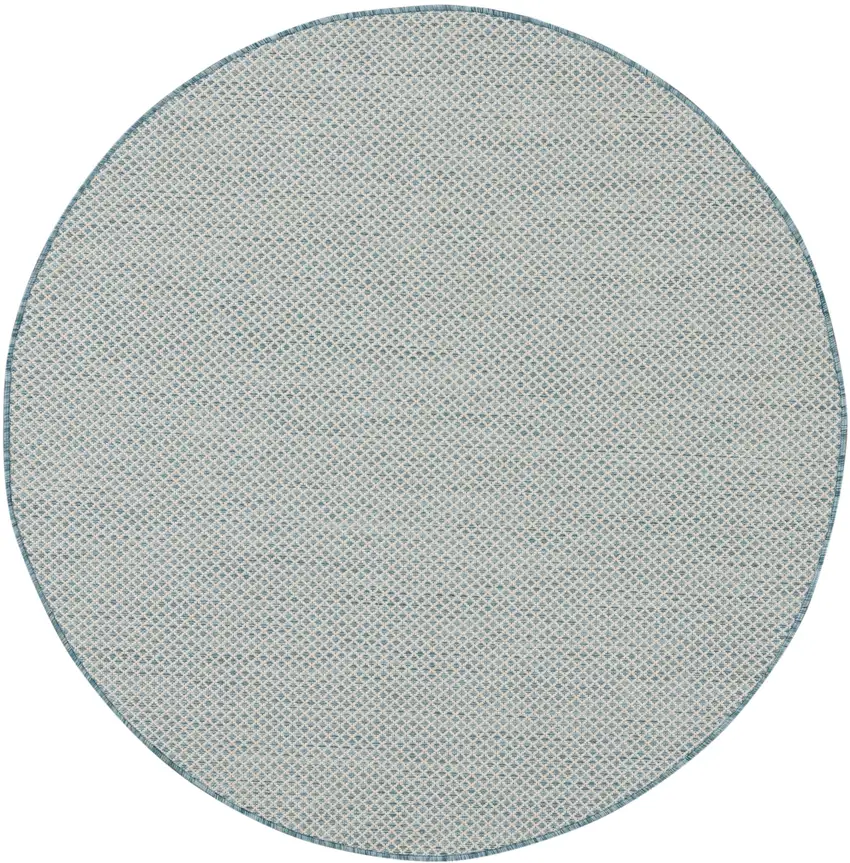 4' Blue Round Geometric Power Loom Area Rug Photo 3