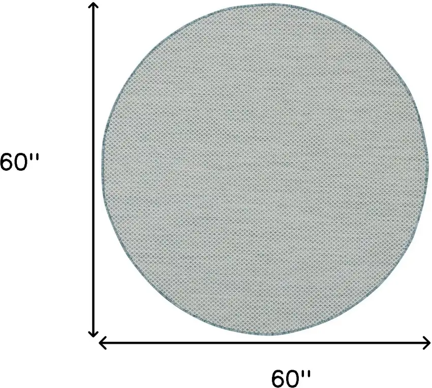 5' Blue Round Geometric Power Loom Area Rug Photo 7