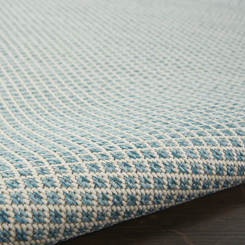 5' Blue Round Geometric Power Loom Area Rug Photo 9