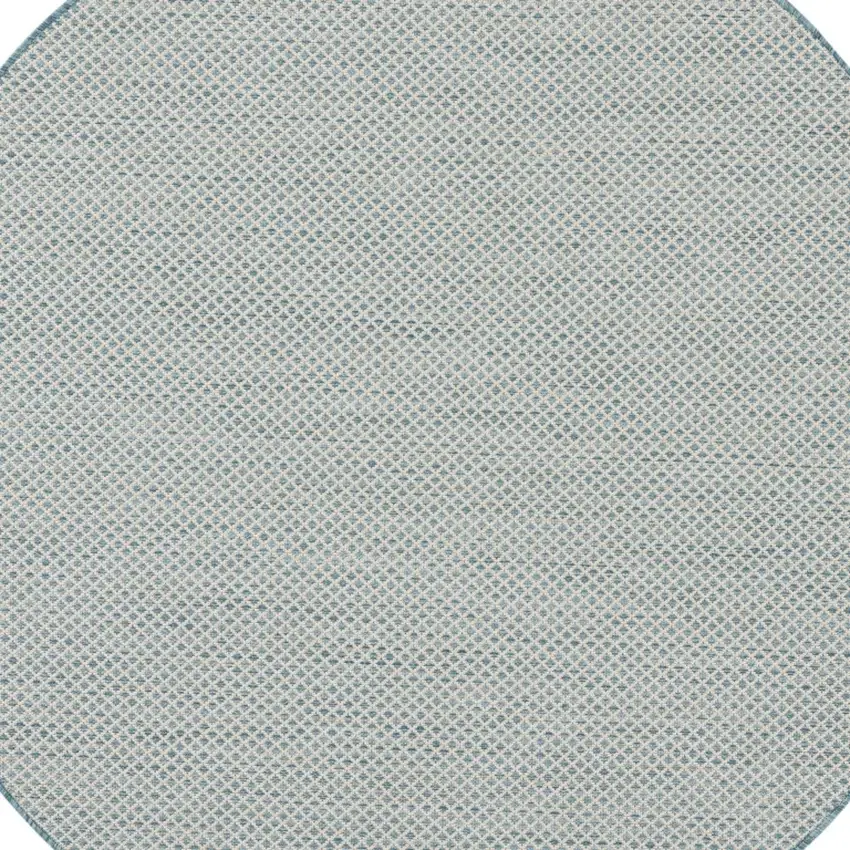 5' Blue Round Geometric Power Loom Area Rug Photo 4