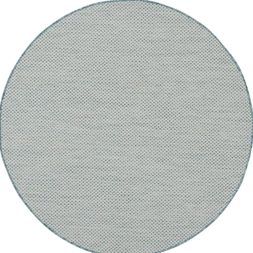 5' Blue Round Geometric Power Loom Area Rug Photo 5