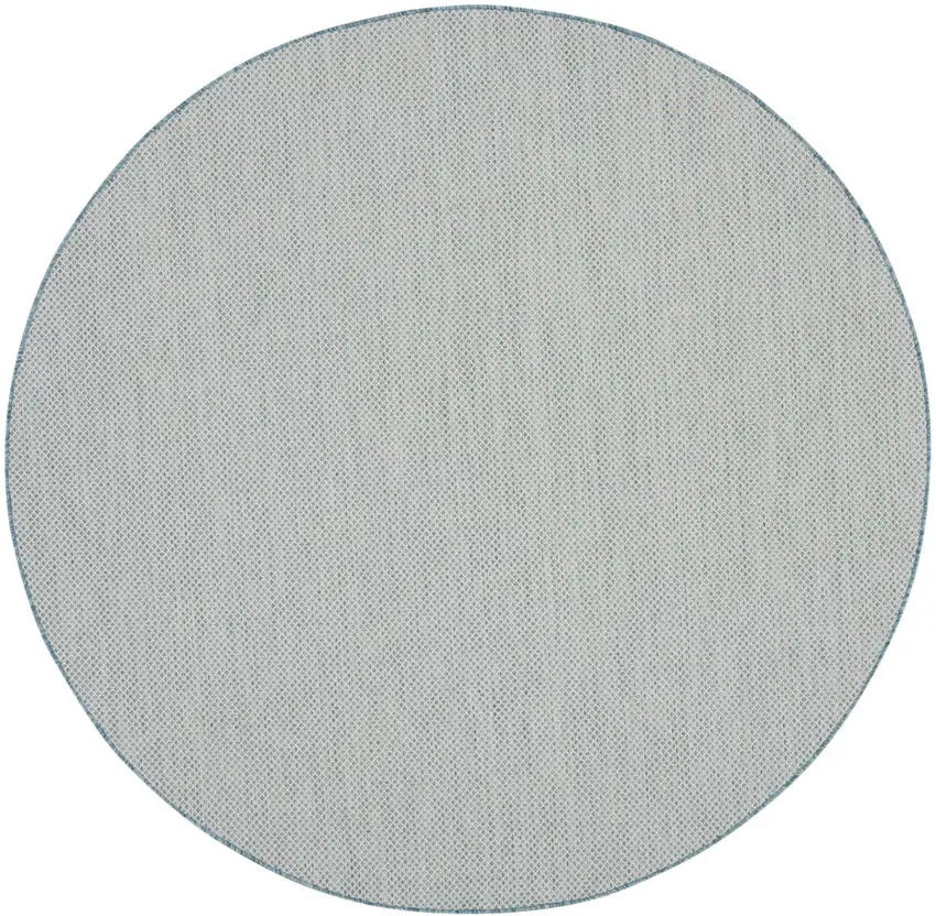 6' Blue Round Geometric Power Loom Area Rug Photo 1