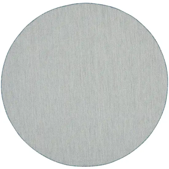 6' Blue Round Geometric Power Loom Area Rug Photo 3