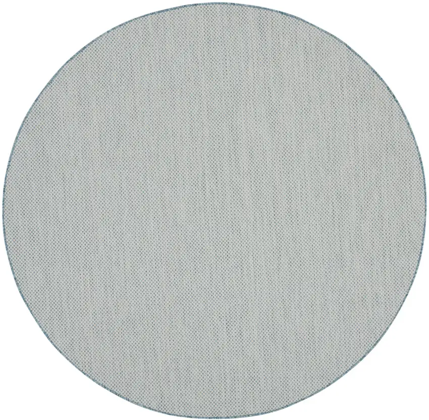 6' Blue Round Geometric Power Loom Area Rug Photo 3