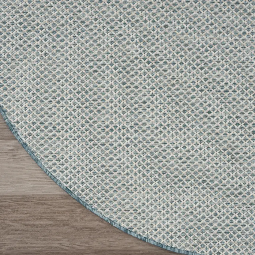 6' Blue Round Geometric Power Loom Area Rug Photo 3
