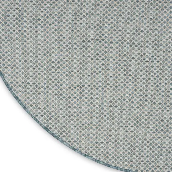 6' Blue Round Geometric Power Loom Area Rug Photo 5