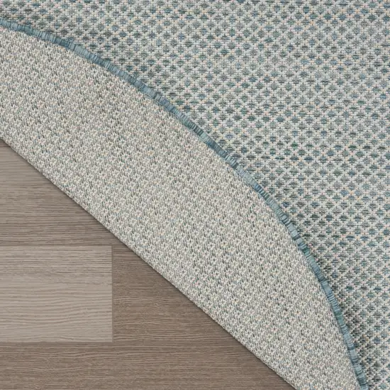 6' Blue Round Geometric Power Loom Area Rug Photo 8