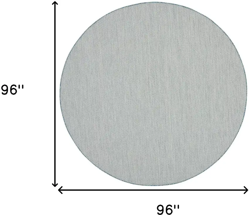 8' Blue Round Geometric Power Loom Area Rug Photo 8