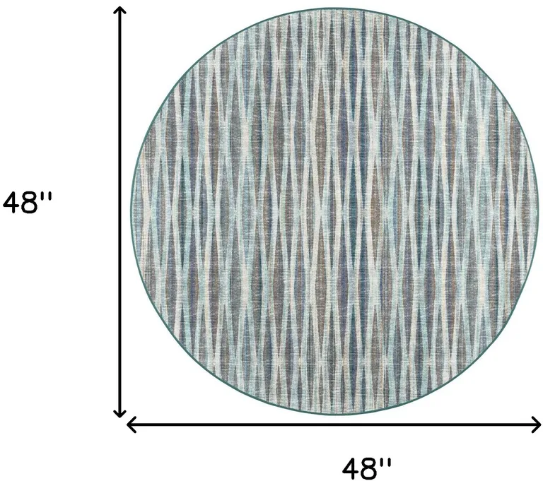 4' Blue Round Ombre Tufted Handmade Area Rug Photo 5