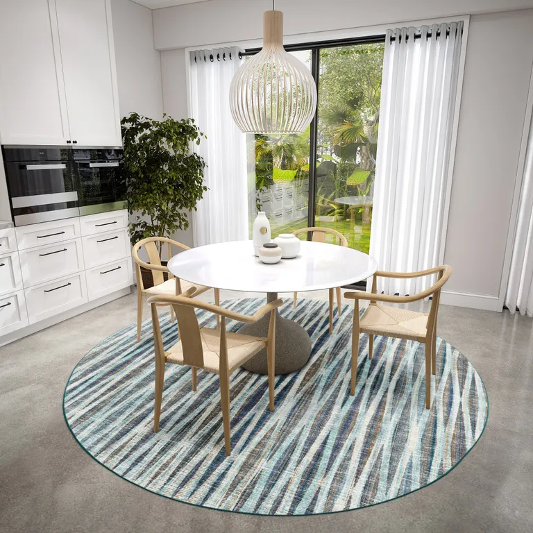 4' Blue Round Ombre Tufted Handmade Area Rug Photo 5