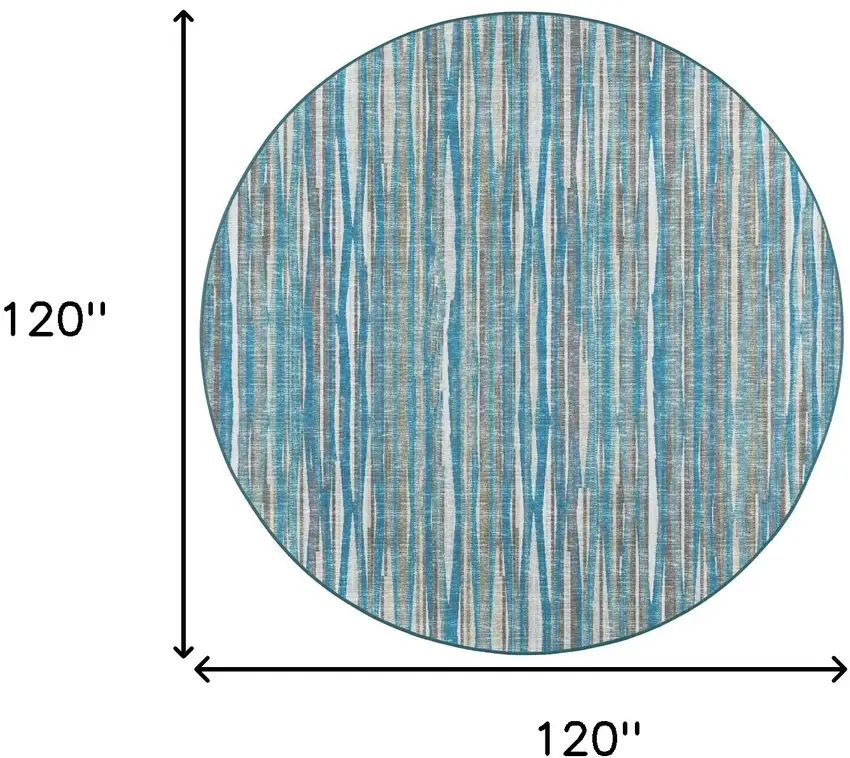 10' Blue Round Ombre Tufted Handmade Area Rug Photo 8
