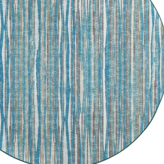 4' Blue Round Ombre Tufted Handmade Area Rug Photo 5