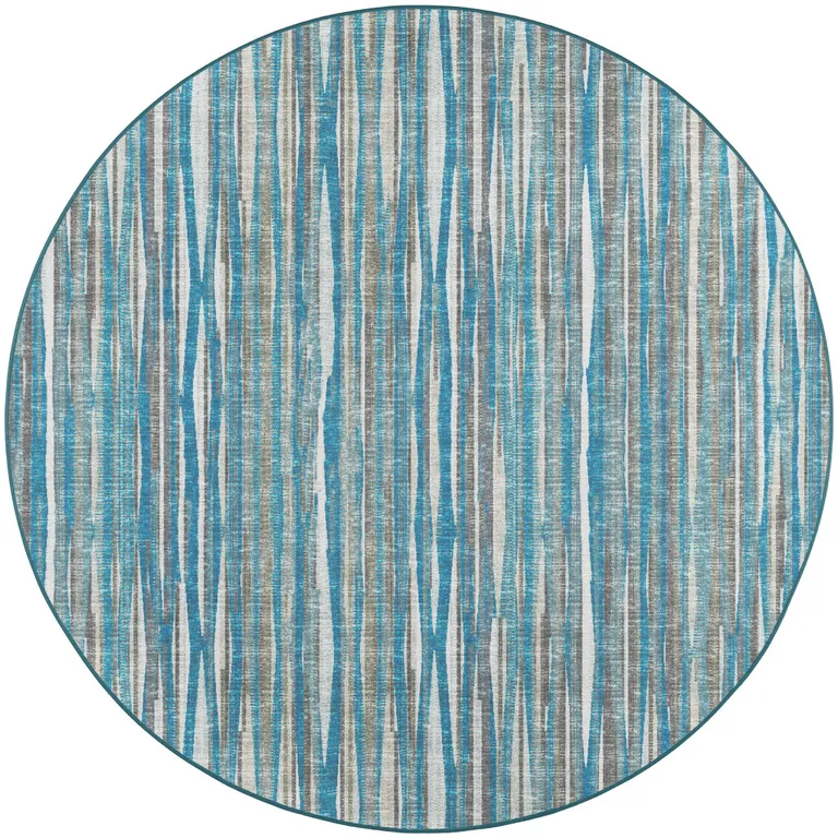 4' Blue Round Ombre Tufted Handmade Area Rug Photo 1