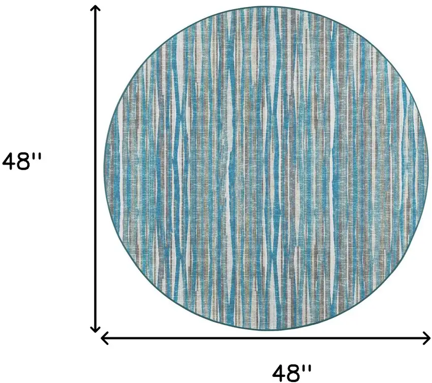 4' Blue Round Ombre Tufted Handmade Area Rug Photo 8