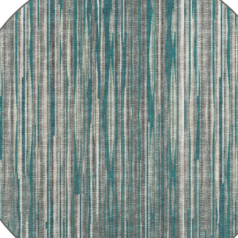 4' Blue Round Ombre Tufted Handmade Area Rug Photo 3