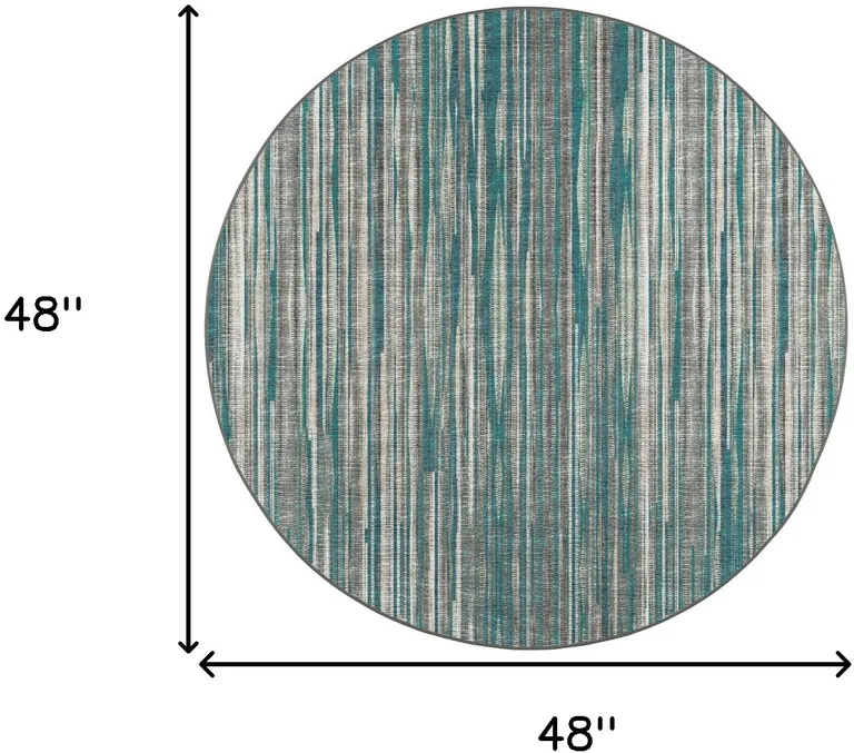 4' Blue Round Ombre Tufted Handmade Area Rug Photo 5