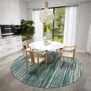 Photo of 4' Blue Round Ombre Tufted Handmade Area Rug