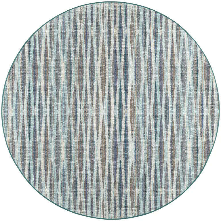 6' Blue Round Ombre Tufted Handmade Area Rug Photo 5