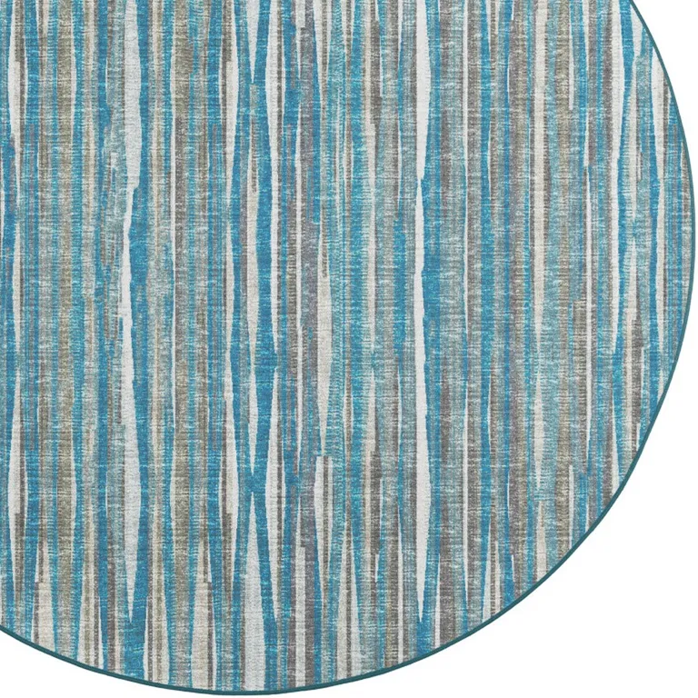 6' Blue Round Ombre Tufted Handmade Area Rug Photo 2