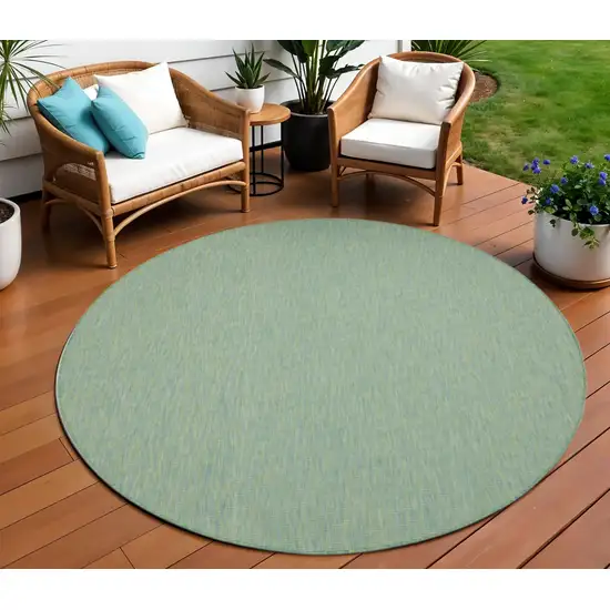8' Blue Round Indoor Outdoor Area Rug Photo 2