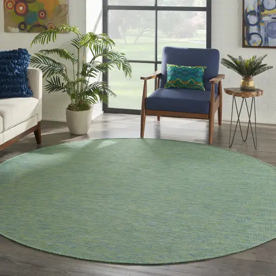8' Blue Round Indoor Outdoor Area Rug Photo 7