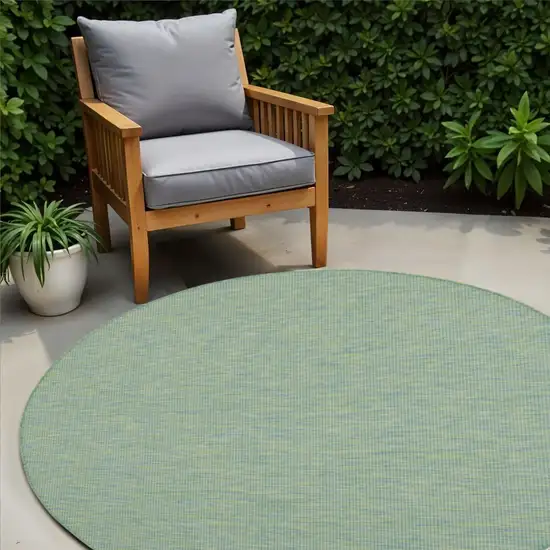 6' Blue Round Power Loom Area Rug Photo 1