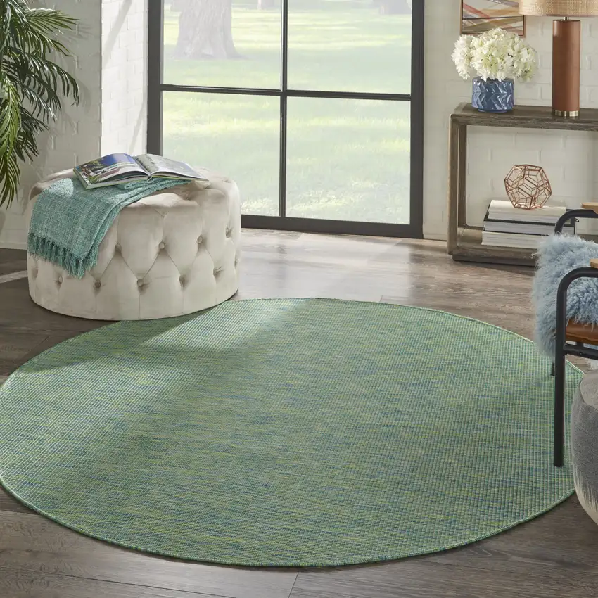 6' Blue Round Power Loom Area Rug Photo 8