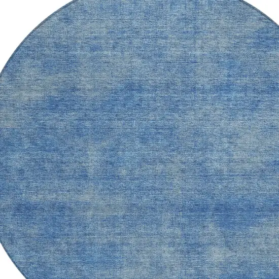 8' Blue Round Washable Indoor Outdoor Area Rug Photo 5