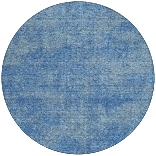 8' Blue Round Washable Indoor Outdoor Area Rug Photo 6